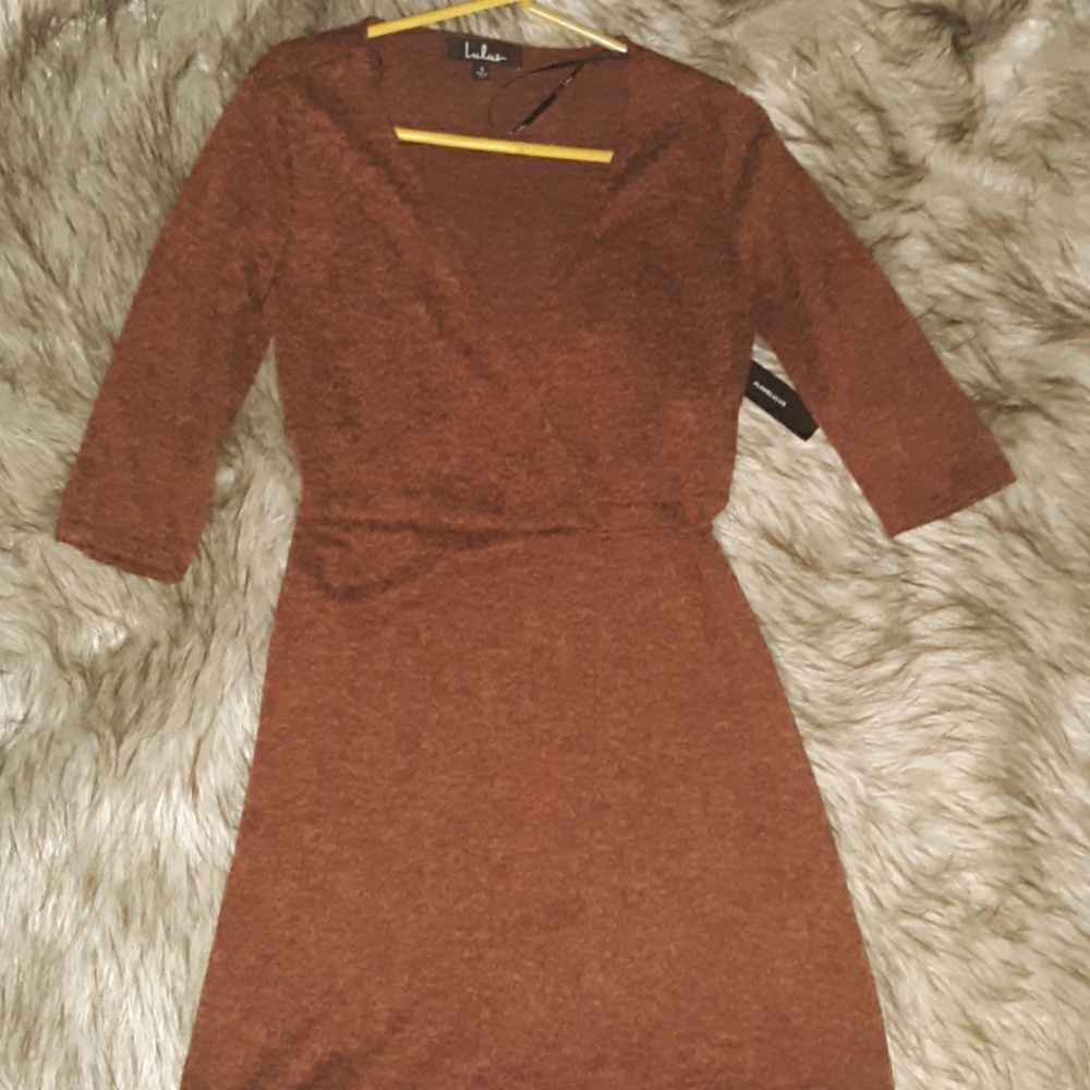 Rust Brown Wrap Dress